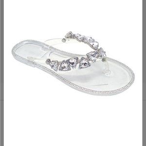 Wild Diva Joanie Clear Jelly Rhinestone Flip Flop